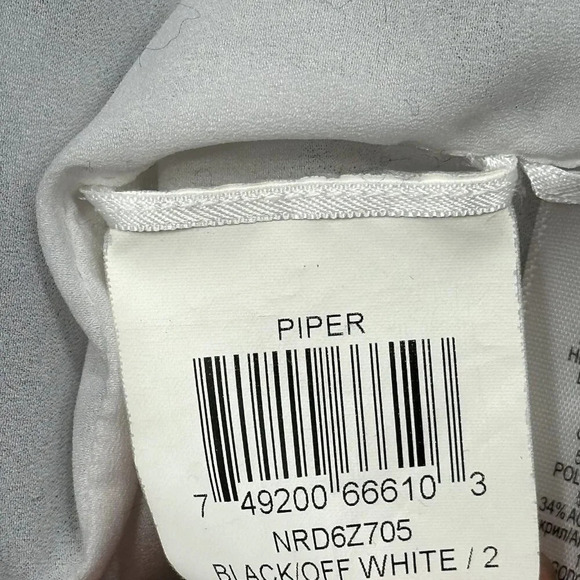 BCBGMaxazria Dress Women 2 Black White Striped Piper Sleeveless Zip Peplum Party - Picture 12 of 13